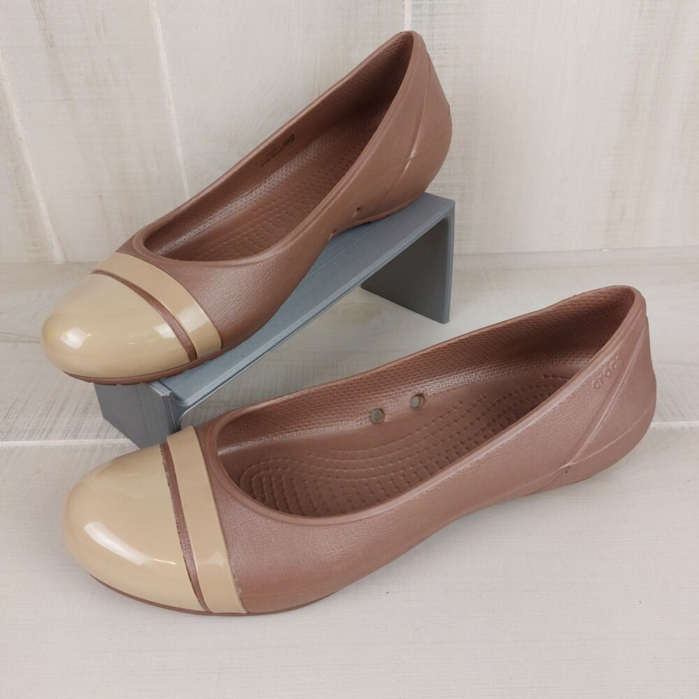 Crocs Cap Toe Ballet Women's Size 7 12300 Flats Bronze/Gold